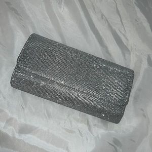Silver Clutch - Over the Shoulder Purse